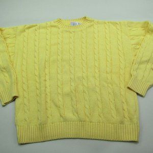 VTG Cable Isle Knitters Sweater Mens XL Yellow Cable Knit Coastal Nautical Retro